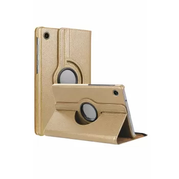 Newface Samsung Galaxy Tab A11 360 Tablet Deri Kılıf - Gold