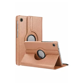 Newface Samsung Galaxy Tab A11 360 Tablet Deri Kılıf - Rose Gold
