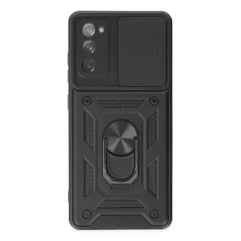 Newface Samsung Galaxy S20 FE Kılıf Pars Lens Yüzüklü Silikon - Siyah