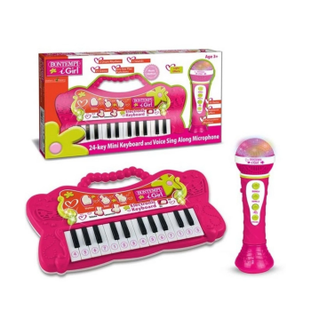 Elektronik 24 Tuşlu Mikrofonlu Org Seti Pembe