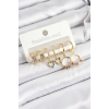 BFS Pirinç Zirkon Taşlı Kalp Ve Halka Model Gold Renk 6lı Set Kadın Küpe