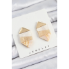 BFS Pirinç Mermer Desenli Vintage Geometrik Model Gold Renk Kadın Küpe