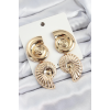 BFS Pirinç Sarmal Sallantılı Deniz Kabuğu Vintage Model Gold Renk Küpe