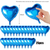 BFS   Metalize Parlak Mavi Kalp Şekilli Uçan Balon Folyo 18 inç 45 cm 25 Adet