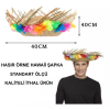 BFS   Naturel Renk Püsküllü Örme Hasır Hawaii Luau Aloha Şapka 13x36 cm