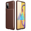 BFS  Samsung Galaxy M51 Kılıf Auto Focus Karbon Kapak - Kahverengi