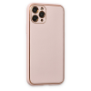 BFS  iPhone 11 Pro Kılıf Coco Deri Silikon Kapak - Pudra