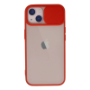 BFS  iPhone 13 Kılıf Palm Buzlu Kamera Sürgülü Silikon - Kırmızı