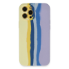 BFS  iPhone 12 Pro Max Kılıf Ebruli Lansman Silikon - Sarı-Lila