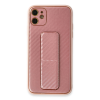 BFS  iPhone 12 Kılıf Coco Karbon Standlı Kapak - Pembe