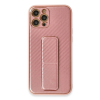 BFS  iPhone 12 Pro Kılıf Coco Karbon Standlı Kapak - Pembe