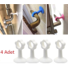 BFS  CM-072 Vantuzlu Geçmeli Kapı Kolu Stoper 4lü Set Beyaz