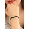 BFS HAPPY (Mutlu) Siyah Deri İpli Unisex Mood Bileklik