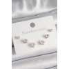 BFS 316L Çelik Gold Renk Zirkon Taşlı Yıldız Model Kadın Küpe Seti