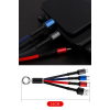 Işıklı Anahtarlık Model 3 in 1 USB Çıkışlı MİKRO,TYPE-C ve İphone Uyumlu Şarj Kablosu