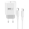 Konfulon C87C 30W Type-C Çıkışlı Ekstra DL51 1M Type-C to Type-C Kablolu PD Şarj Cihazı - Beyaz