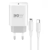 Konfulon C87C 30W Type-C Çıkışlı Ekstra DL50 1M Type-C to Lightning Kablolu PD Şarj Cihazı - Beyaz