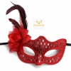 Kırmızı Tüylü Balo Maskesi Kadın Parti Aksesuarı