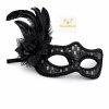 Siyah Tüylü Balo Maskesi Kadın Parti Aksesuarı