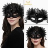 Siyah Taşlı Venedik Maskesi Lüks Tüllü Parti Maskesi