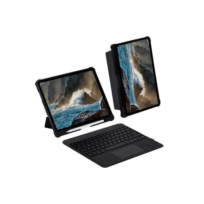 Newface T5209D iPad Pro 12.9 (2021) Kılıf İnter Ledli Klavyeli Tablet Kılıfı - Siyah