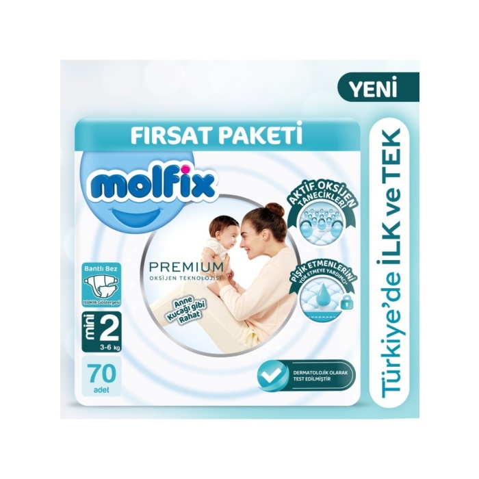 Premium Bebek Bezi Fırsat Paketi 2 Beden 3-6 Kg 70 Adet