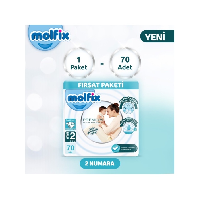Premium Bebek Bezi Fırsat Paketi 2 Beden 3-6 Kg 70 Adet