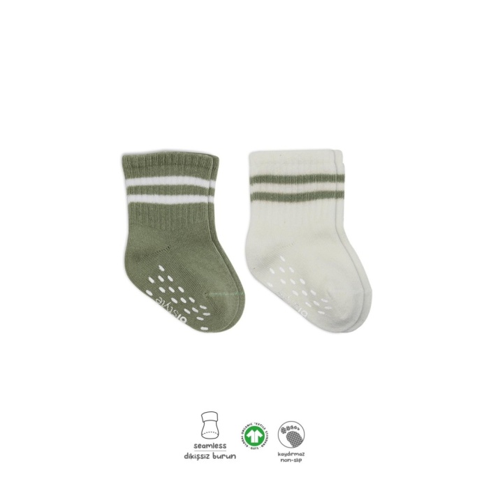 Çemberli Kaymaz Soket Çorap 2Li BS10125 Nil Ekru