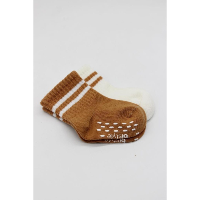 2Li Çemberli Kaymaz Soket Çorap 10125 Ekru Hardal