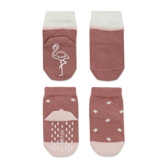 2Li Hayvan Figür Kaymaz Kız Soket Çorap 10120 Pudra