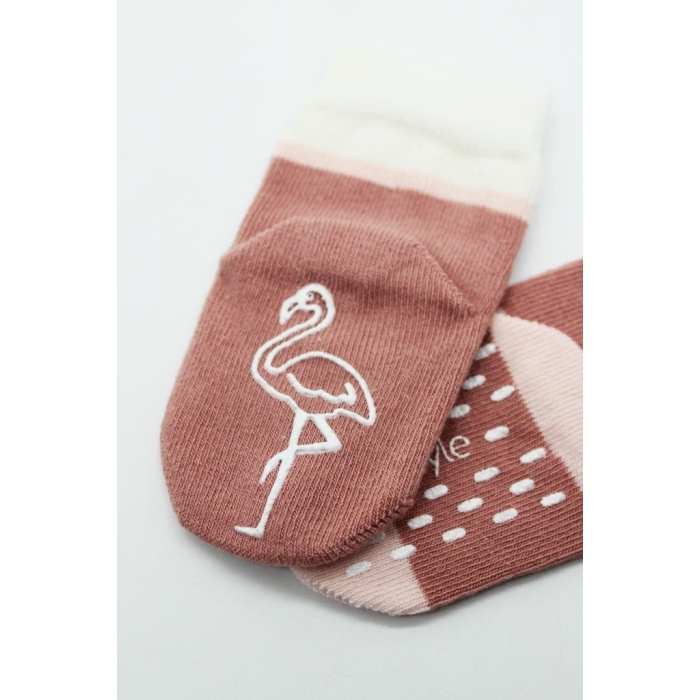 2Li Hayvan Figür Kaymaz Kız Soket Çorap 10120 Pudra