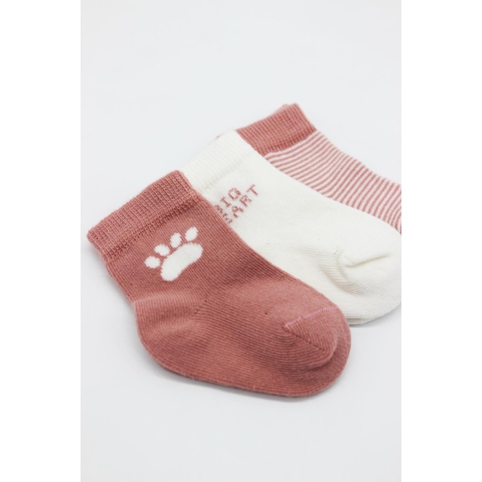 3Lü Penye Soket Çorap BS10110 Pudra