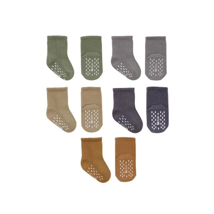 5Li Penye Kaymaz Düz Soket Çorap 10121 Yeşil