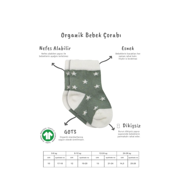 3Lü Penye Cute Stars Soket Çorap BS10115 Nil