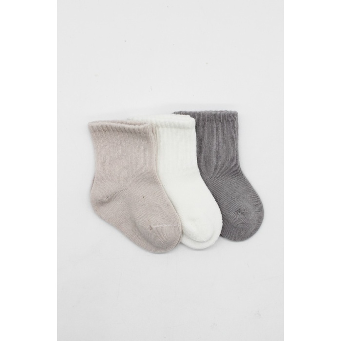 Elephant Boy 3lü Penye Soket Çorap 10135 Gri