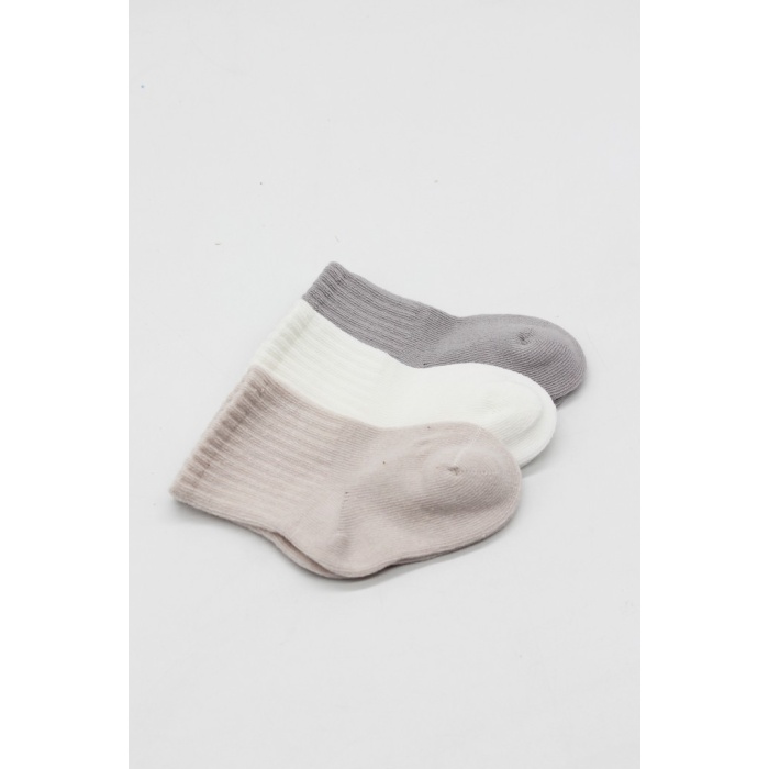 Elephant Boy 3lü Penye Soket Çorap 10135 Gri