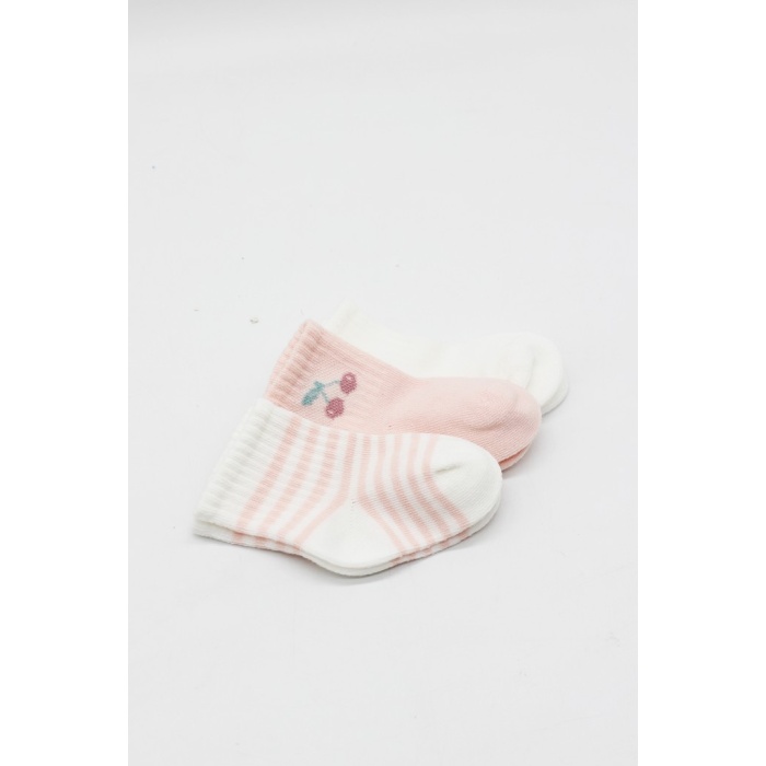 Cherry Girl 3lü Penye Soket Çorap 10138 Ekru