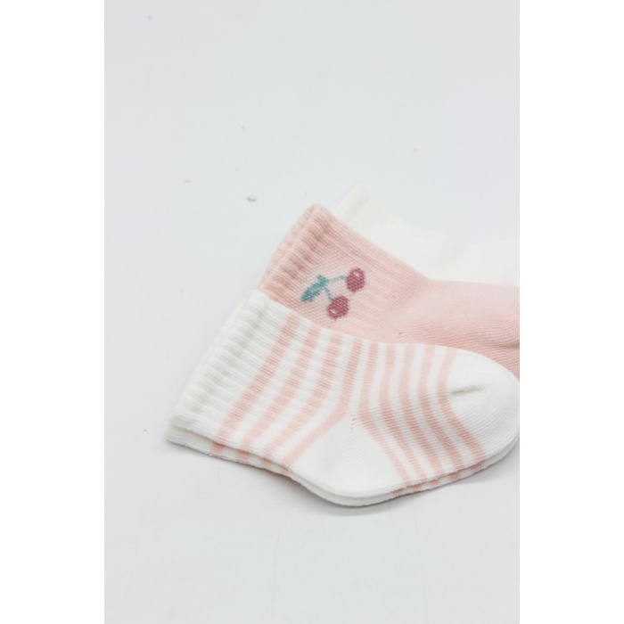 Cherry Girl 3lü Penye Soket Çorap 10138 Ekru