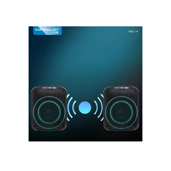 Konfulon F39 25W Sürücülü RGB Işıklı 2 Adet Mikrofonlu Bluetooth 5.3 Kablosuz Hoparlör – Siyah