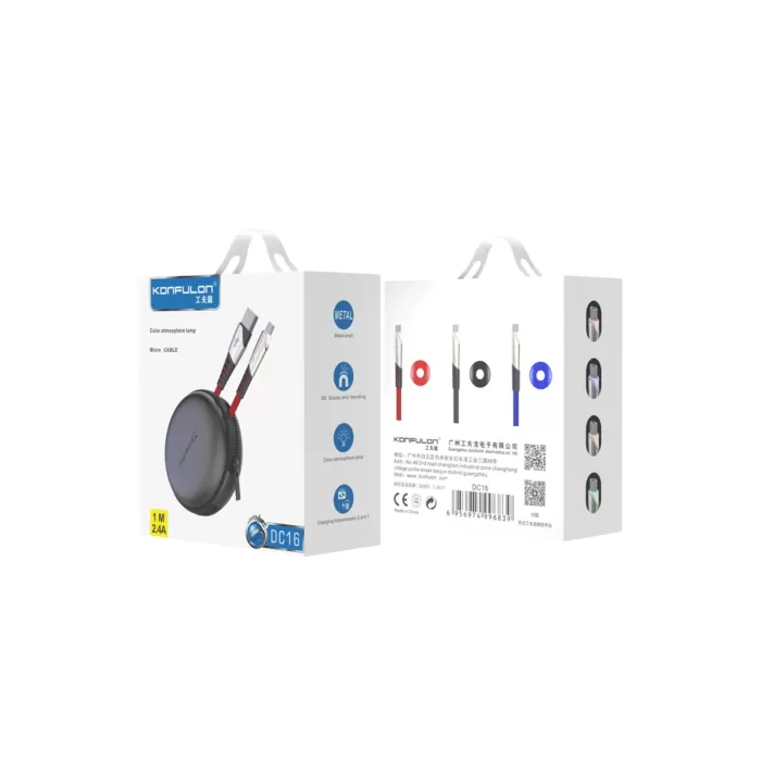 Konfulon DC16 Micro USB Kablo 1M 2.4A - Siyah