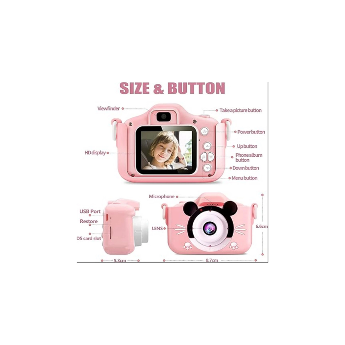 Çocuk Dijital Fotoğraf Makinası 20 Mp Video Kaydedici 2.0 İnç Çift Kameralı
