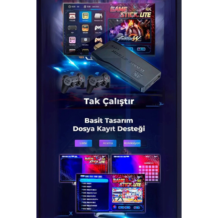 2.4g Kablosuz Çift Kol Retro Oyunlar 4k Game Stick 3500 Oyun