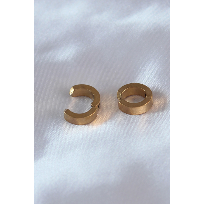 BFS 316L Çelik Gold Renk Sıkıştırmalı Erkek Küpe