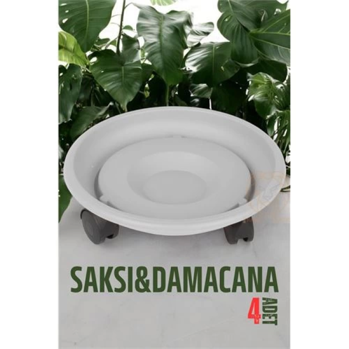 BFS Tekerlekli Saksı Altığı 4 ADET 37 CM BEYAZ