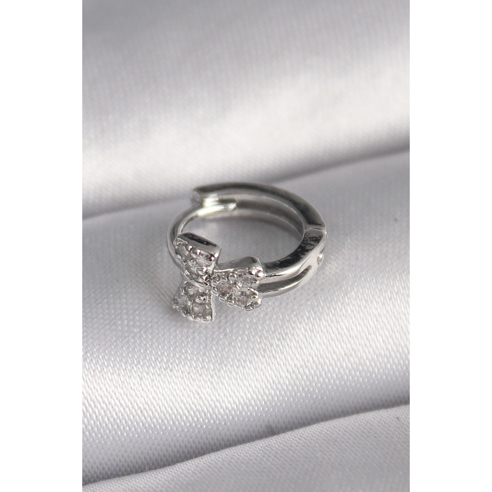 BFS 316L Çelik Gümüş Renk Zirkon Taşlı Kurdele Model Tragus Piercing