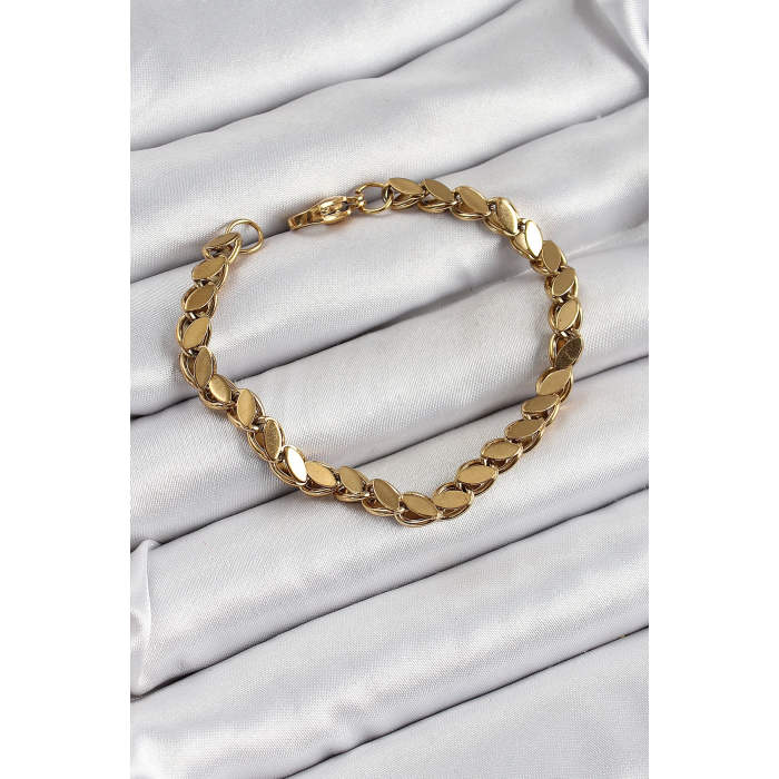 BFS 316L Çelik Arpa Model Gold Renk Kadın Bilekik