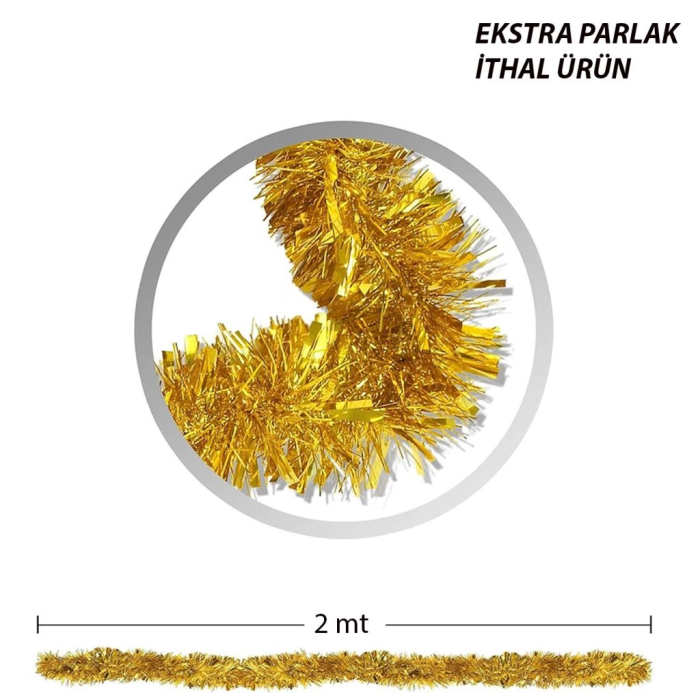 BFS     Parti İçin Sim Süs 2 Metre Uzunluk 6 cm Genişlik Altın Renk İthal
