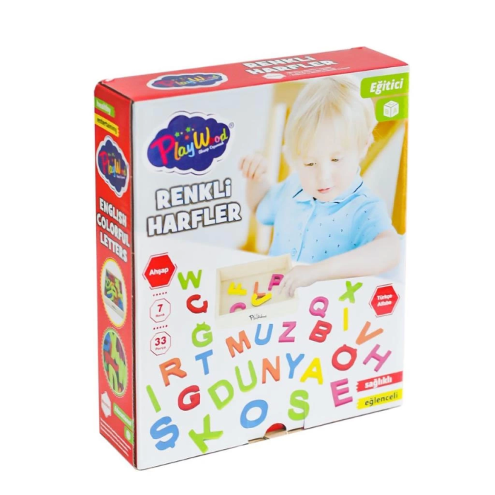 BFS   ONY-402 Ahşap Renkli Harfler 33 Parça -Onyıl Oyuncak