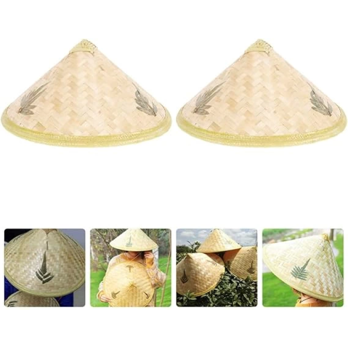 BFS   Naturel Renk Cambodia Kamboçyalı Vietnam Şapkası PVC Hasır