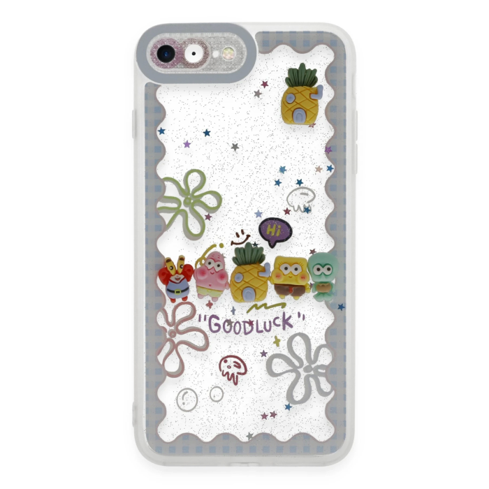 BFS  iPhone 7 Kılıf Sweet Desenli Silikon Kapak - Açık Mavi
